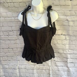 ☀️ Dash of Nash Black Tie Strap Top with Side Zipper Women’s Size Large